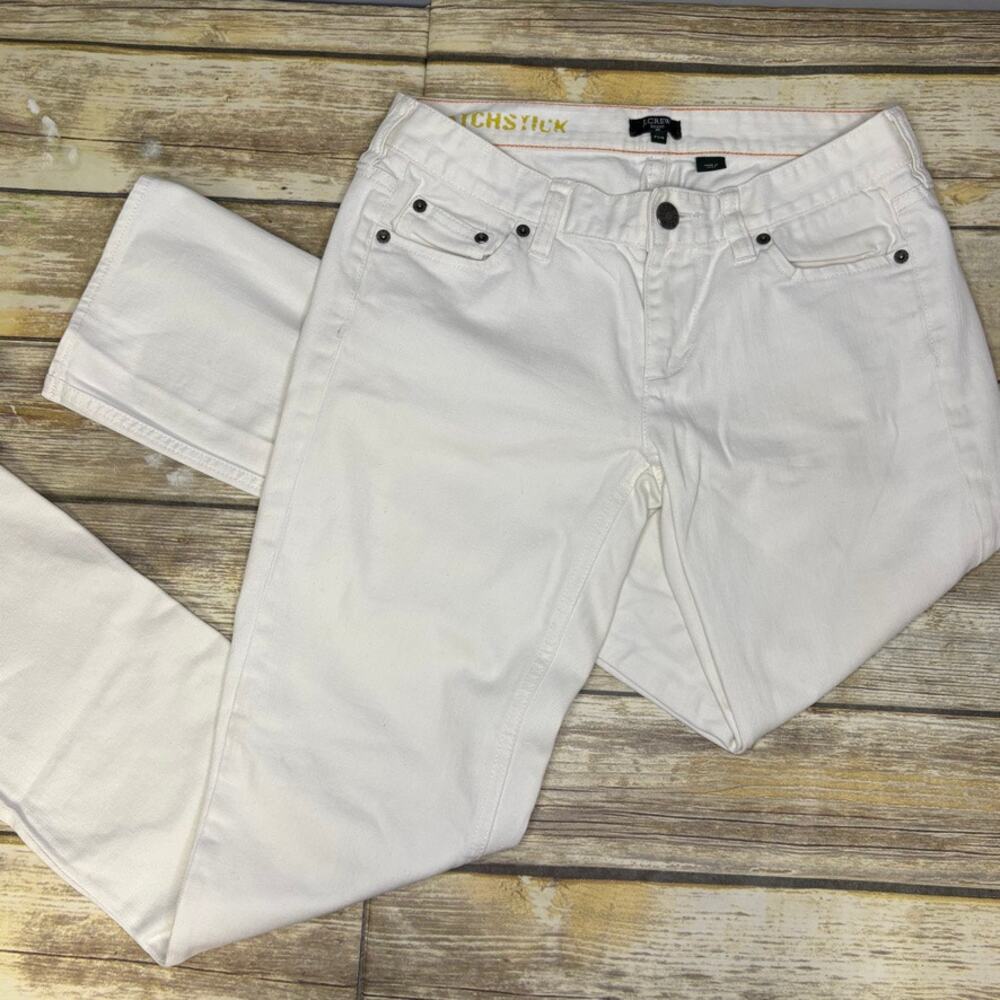 J. Crew Matchstick Stretch Neutral Minimalist White Denim Jeans‎ Womens Sz 27
